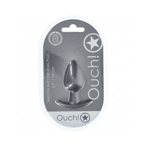 Ouch! Smooth Silicone Anal Plug Medium 3.1 in. Gun Metal