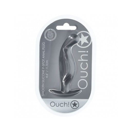 Ouch! Smooth Silicone P-Spot Anal Plug 4.6 in. Gun Metal