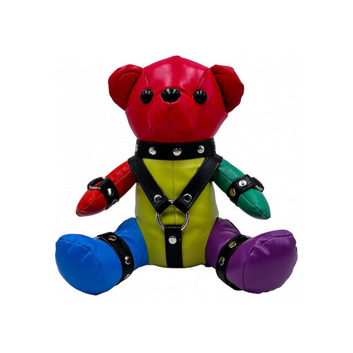 Shots Rainbow Bear Plushie Black Harness