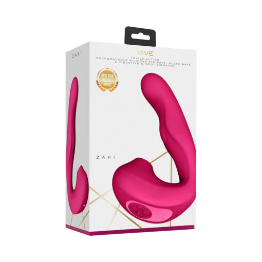 VIVE ZAKI Rechargeable Silicone Airwave Pulse Wave Vibrating G-Spot Vibrator Pink