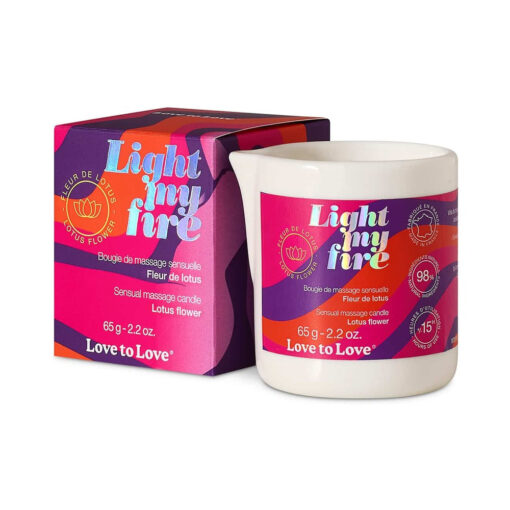 Love to Love Light My Fire Sensual Massage Candle Lotus Flower 2.2 oz.