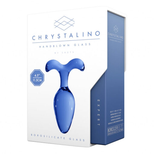 Chrystalino Expert 4.5 in. Glass Wand Dildo Plug Blue