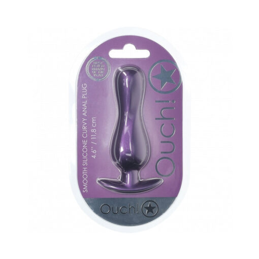 Ouch! Smooth Silicone Curvy Anal Plug 4.6 in. Metallic Purple