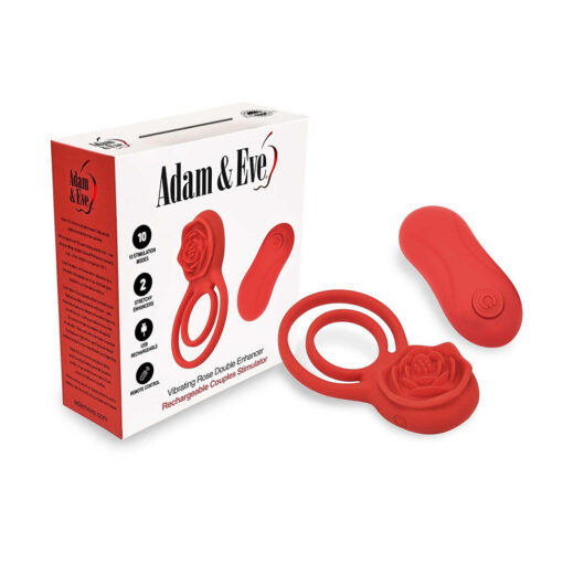 Adam & Eve Double Ring Vibrating Rose Cock Ring