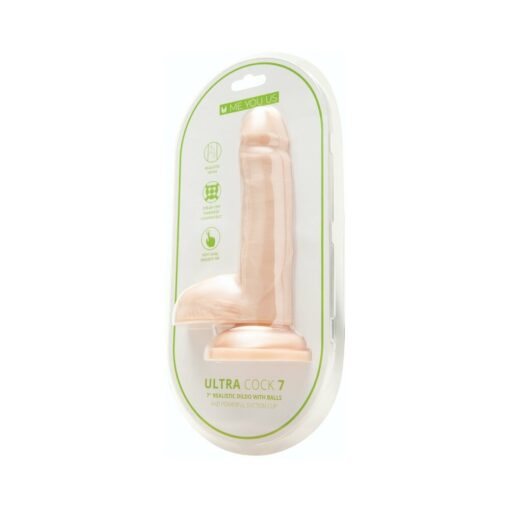 Me You Us Ultra Cock 7 in. Realistic Dual Density Dildo with Balls Vanilla