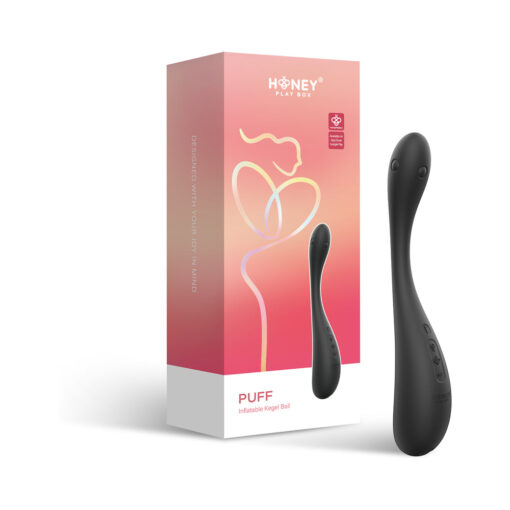 Honey Play Box Puff App-Controlled Inflatable Kegel Ball Black