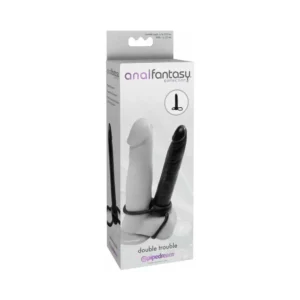 Anal Fantasy Collection Double Trouble 6 in. Dual-Entry Strap-On Dildo Black